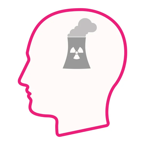 孤立的男性头部剪影与核发电站的图标 — 图库矢量图片