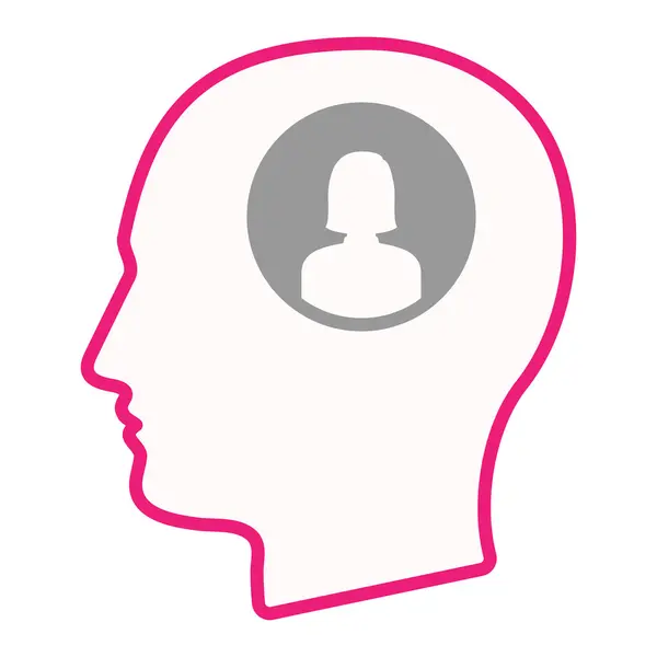 Isolata icona della silhouette della testa maschile con un avatar femminile — Vettoriale Stock