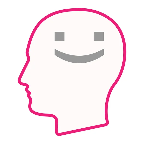 Icono de silueta de cabeza masculina aislada con una cara de texto de sonrisa — Vector de stock