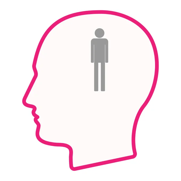Isolata icona della silhouette della testa maschile con un pittogramma maschile — Vettoriale Stock
