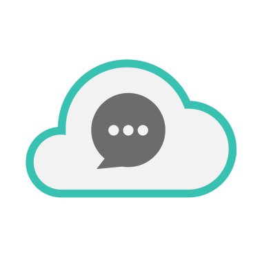 Komik bir balon ile izole hat sanat bulut simgesi