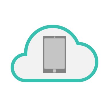 İzole satırı sanat bulut simgesi bir akıllı telefon ile