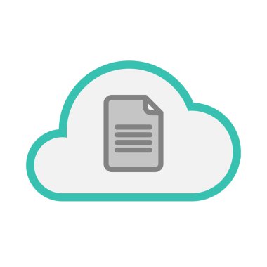 İzole satırı sanat bulut simgesi bir belge ile