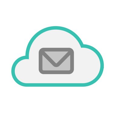 İzole satırı sanat bulut simgesi bir zarf ile