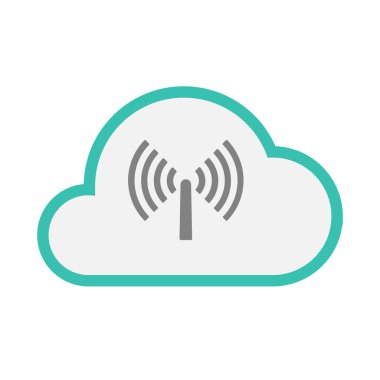 İzole satırı sanat bulut simgesi bir anten ile