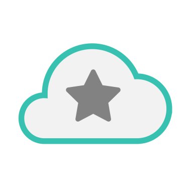 İzole satırı sanat bulut simgesi bir yıldız