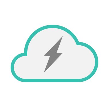 İzole satırı sanat bulut simgesi bir yıldırım ile