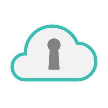 İzole satırı sanat bulut simgesi bir anahtar deliği ile