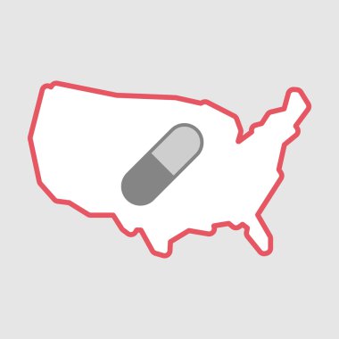 İzole Hat sanatı bir hap ile ABD harita simgesi