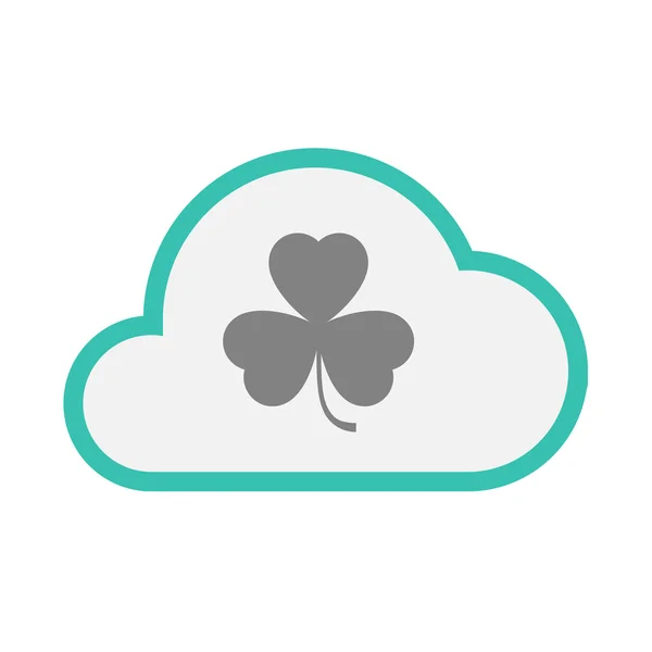 Icono de nube de arte en línea aislada con un trébol — Vector de stock