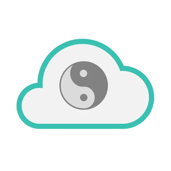 Geïsoleerde lijn kunst wolk icoon met een ying yang — Stockvector