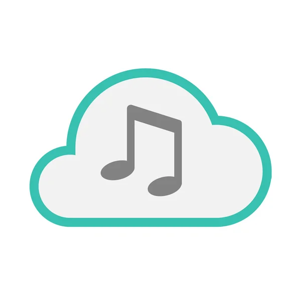 Isolée ligne art cloud icône avec une musique de note — Image vectorielle
