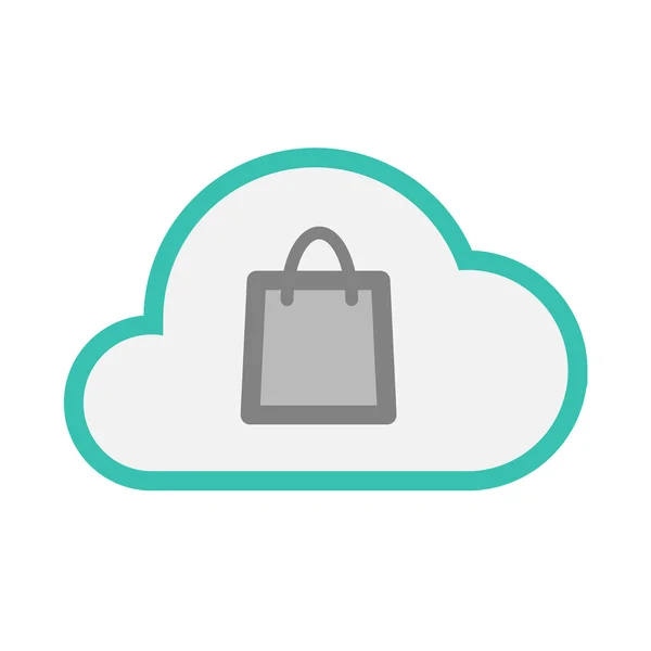 Isolated line art   cloud icon with a shopping bag — Stock Vector