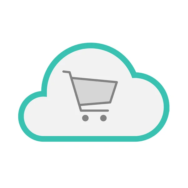 Isolated line art   cloud icon with a shopping cart — Stock Vector