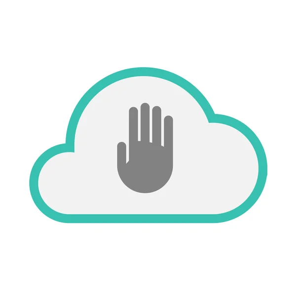 Ícone de nuvem de arte de linha isolada com uma mão —  Vetores de Stock