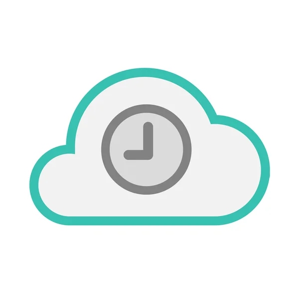 시계와 절연된 라인 아트 구름 아이콘 — 스톡 벡터