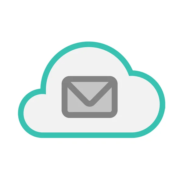 Isolated line art   cloud icon with an envelope — Stock Vector