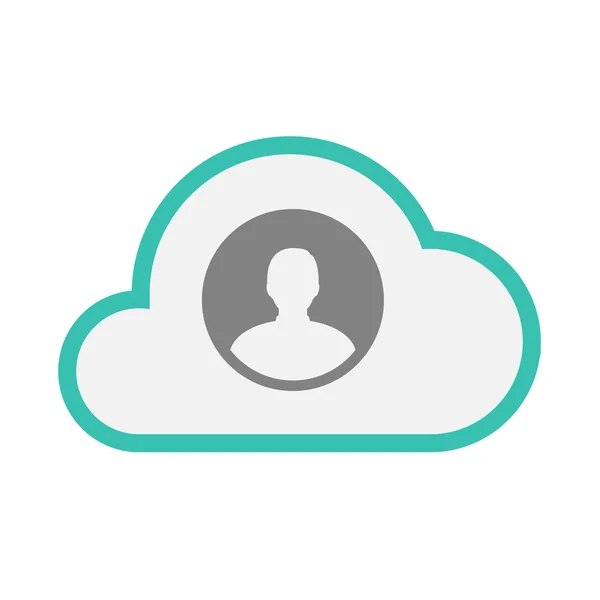 Ícone de nuvem de arte de linha isolada com um avatar masculino —  Vetores de Stock