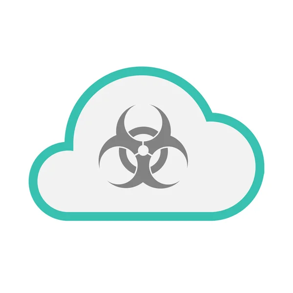 Isolated line art   cloud icon with a biohazard sign — Stock Vector