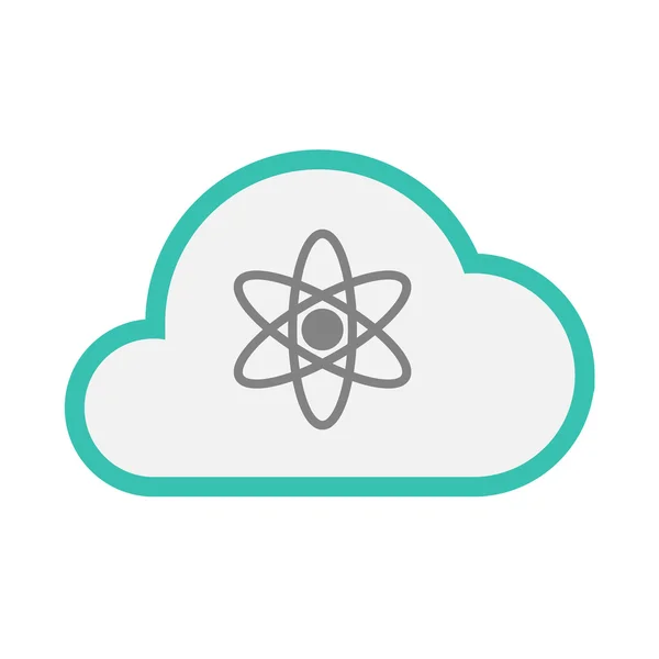 Icono de nube de arte en línea aislada con un átomo — Vector de stock