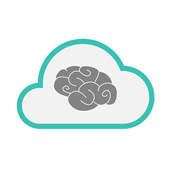 Geïsoleerde lijn kunst wolk icoon met een brein — Stockvector