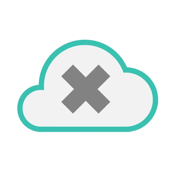 Geïsoleerde lijn kunst wolk pictogram met een x-teken — Stockvector