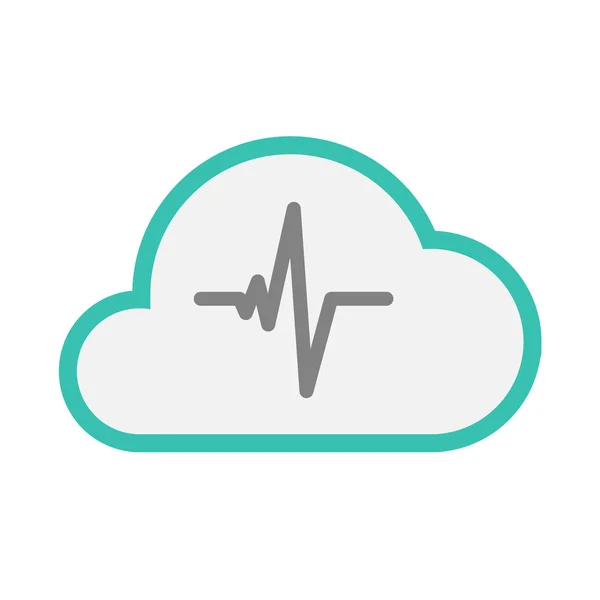 Geïsoleerde lijn kunst wolk pictogram met een hart slaan sign — Stockvector