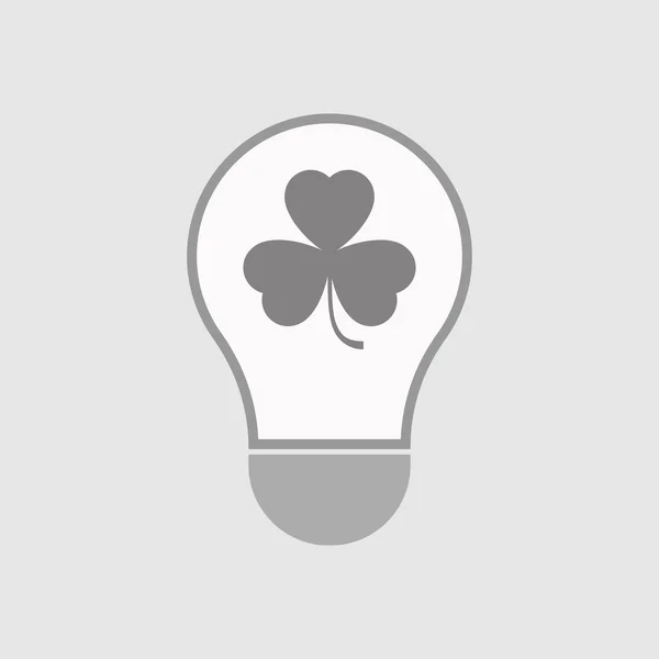 Isolé ligne art ampoule icône avec un trèfle — Image vectorielle