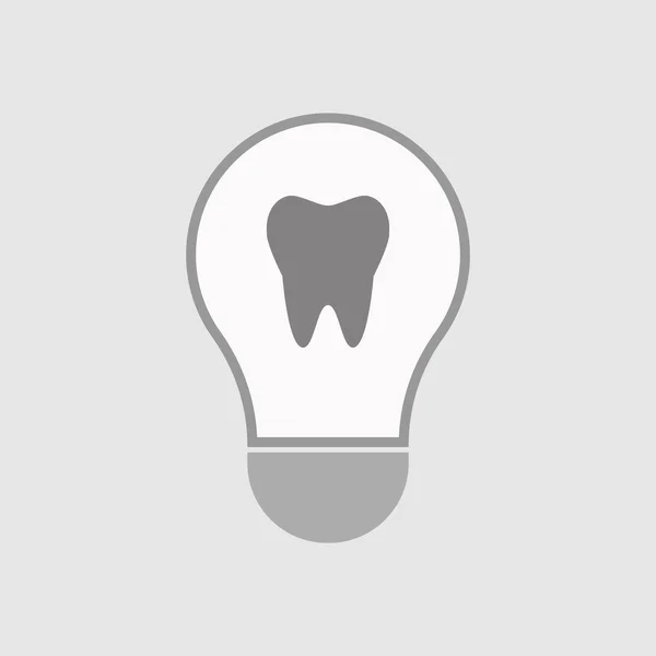 Icono de bombilla de arte de línea aislada con un diente — Archivo Imágenes Vectoriales