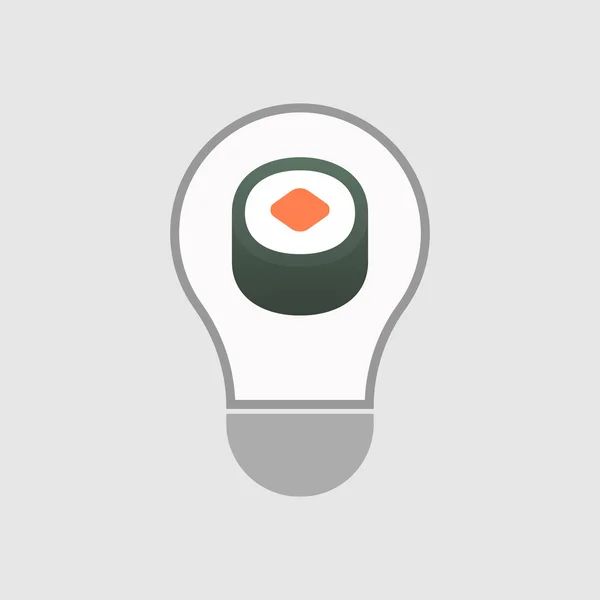 Isolato linea arte lampadina icona con un pezzo di sushi maki — Vettoriale Stock