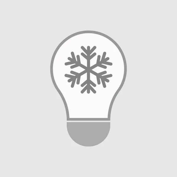 Isolated line art light bulb icon with a snow flake — Stock Vector