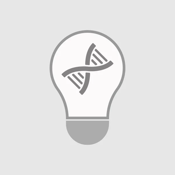 Isolé ligne art ampoule icône avec un signe ADN — Image vectorielle