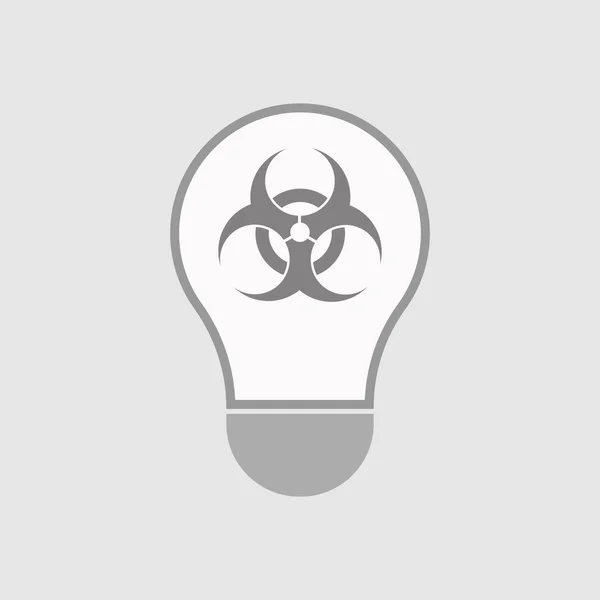 Isolierte Linie Kunst Glühbirnen-Symbol mit einem Biohazard-Zeichen — Stockvektor