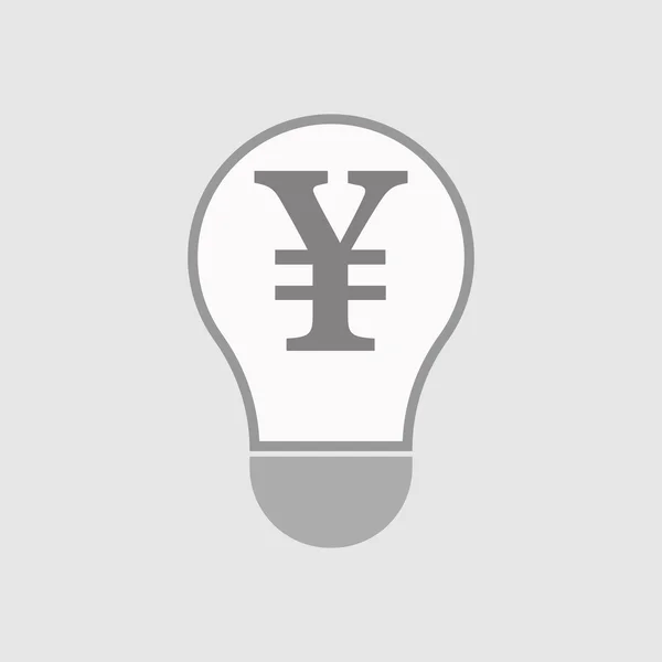 Isolated line art light bulb icon with a yen sign — Stock Vector