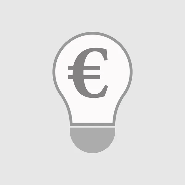 Ícone de lâmpada de arte de linha isolada com um sinal de euro — Vetor de Stock