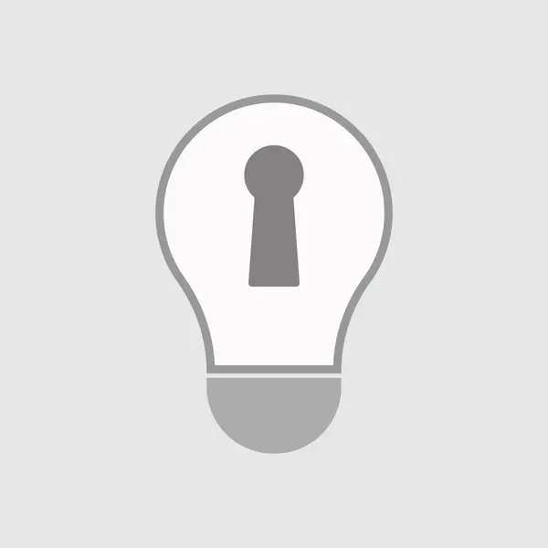 Isolato linea arte lampadina icona con un foro chiave — Vettoriale Stock