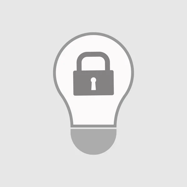 Isolato linea arte lampadina icona con un blocco pad chiuso — Vettoriale Stock