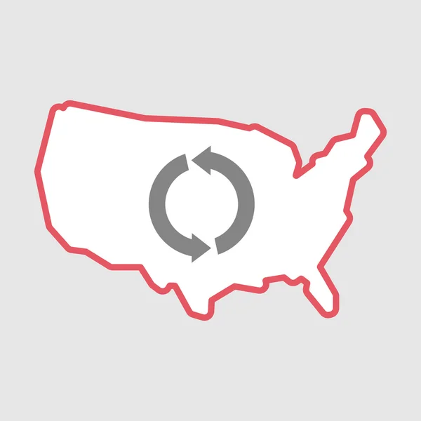 Isolado arte linha EUA mapa ícone com um sinal de reciclagem redonda —  Vetores de Stock