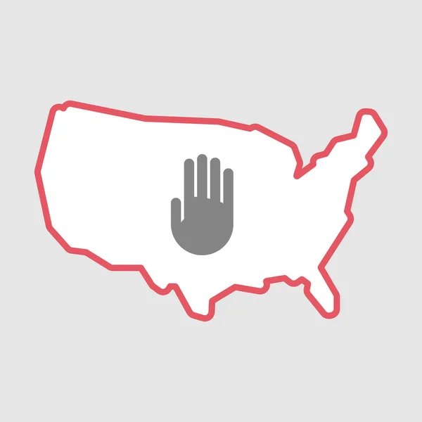 Isolado arte linha EUA mapa ícone com uma mão —  Vetores de Stock