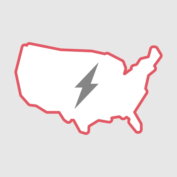 Izolované perokresby ikonu mapy Usa s lightning — Stockový vektor