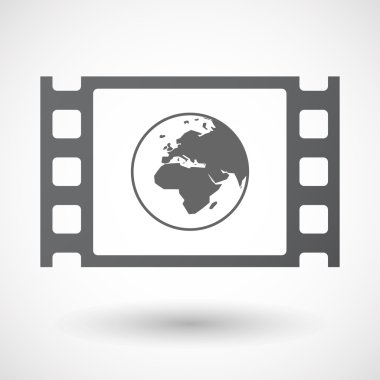 Selüloit film Çerçevesi simgesi Asya, Afrika ve Avrupa Birliği ile izole