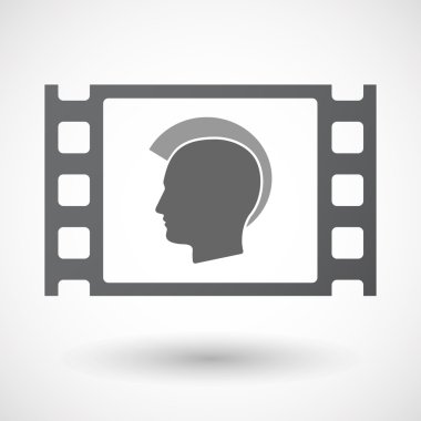 Selüloit film Çerçevesi simgesi bir erkek punk baş silhou ile izole