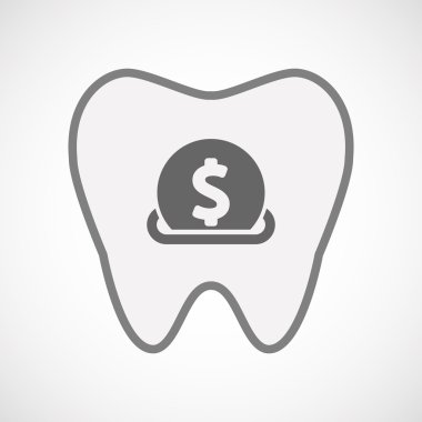 İzole satırı sanat diş simgesi bir m girerek bir doları para ile