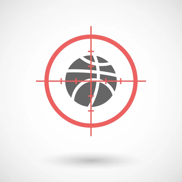 Icono de cruz de arte en línea aislada con una pelota de baloncesto — Vector de stock