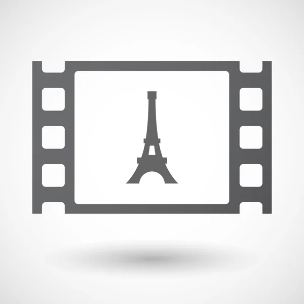 Icono de marco de película de celuloide aislado con la torre Eiffel — Archivo Imágenes Vectoriales