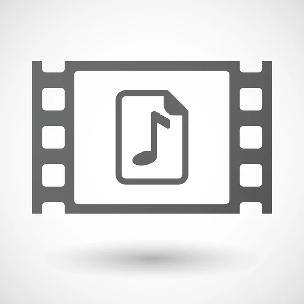Icono de marco de película de celuloide aislado con un icono de partitura de música — Vector de stock