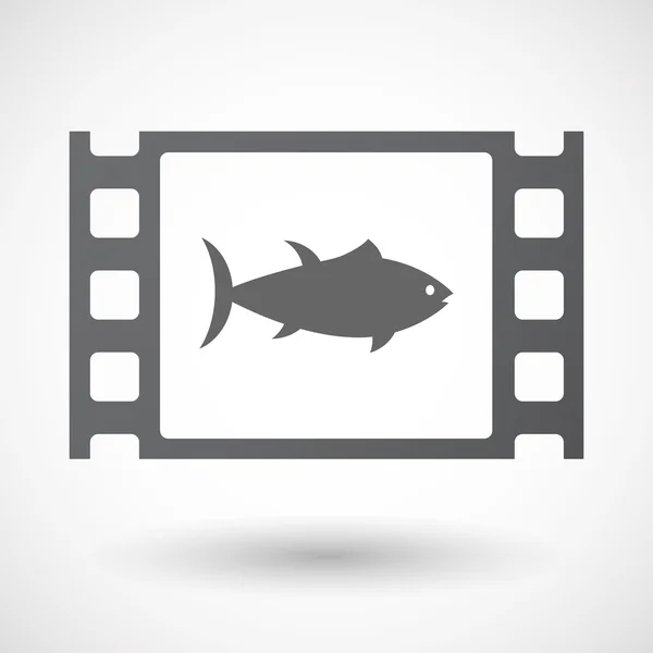 Icono de marco de película de celuloide aislado con un atún — Vector de stock