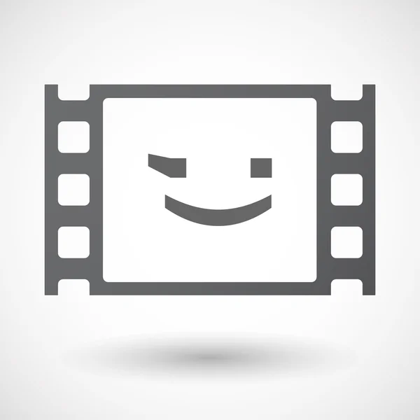 Ícone de quadro de filme celuloide isolado com um rosto de texto piscadela emotic —  Vetores de Stock