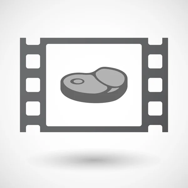 Isolierte Zelluloid-Filmrahmen-Ikone mit einem Steak-Symbol — Stockvektor