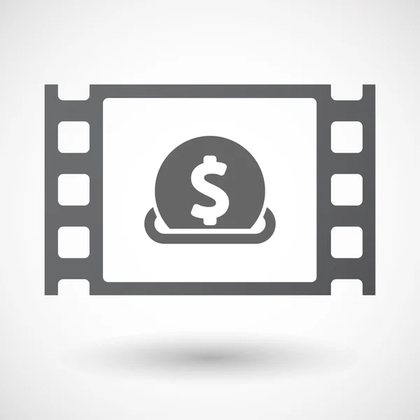 Vereinzelte Zelluloid-Filmrahmen-Ikone mit einer Dollarmünze — Stockvektor
